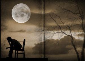sad lover under moon