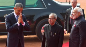 Barack Obama, Pranab Mukherjee, Narendra Modi