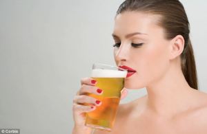 girl drinking beer
