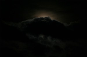 moon under black cloud